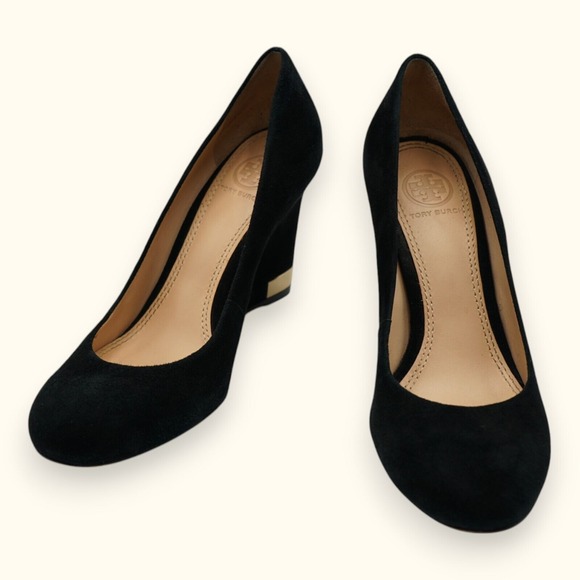 Tory Burch Astoria Wedge Lancaster‎ Suede Shoes Size 6M ~ Heel 3.5" - Picture 1 of 14